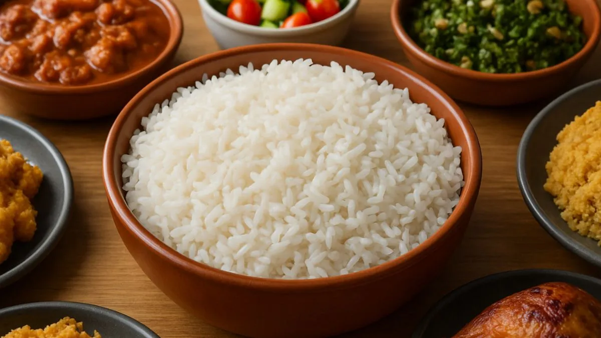 Arroz Soltinho em uma mesa com outros alimentos