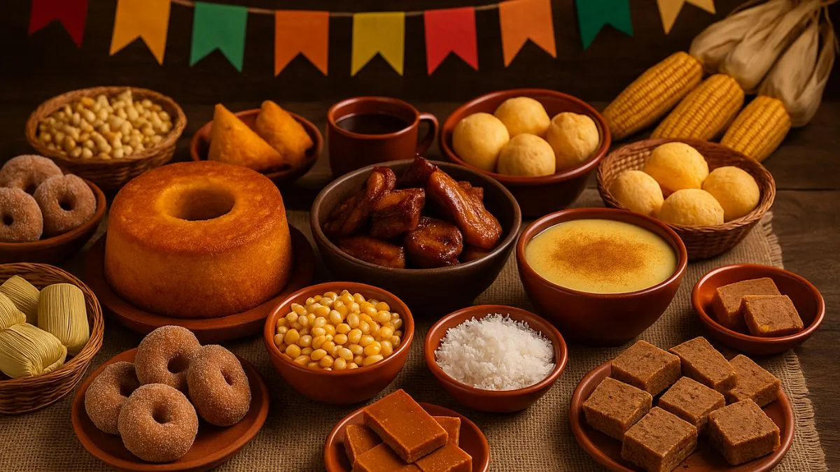 Comidas Típicas de Festa Junina em uma mesa