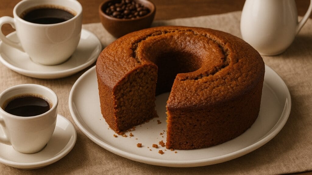 Bolo de café com café preto