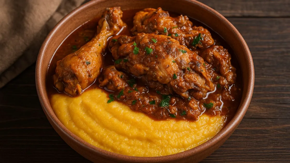 Galinha Caipira com Polenta