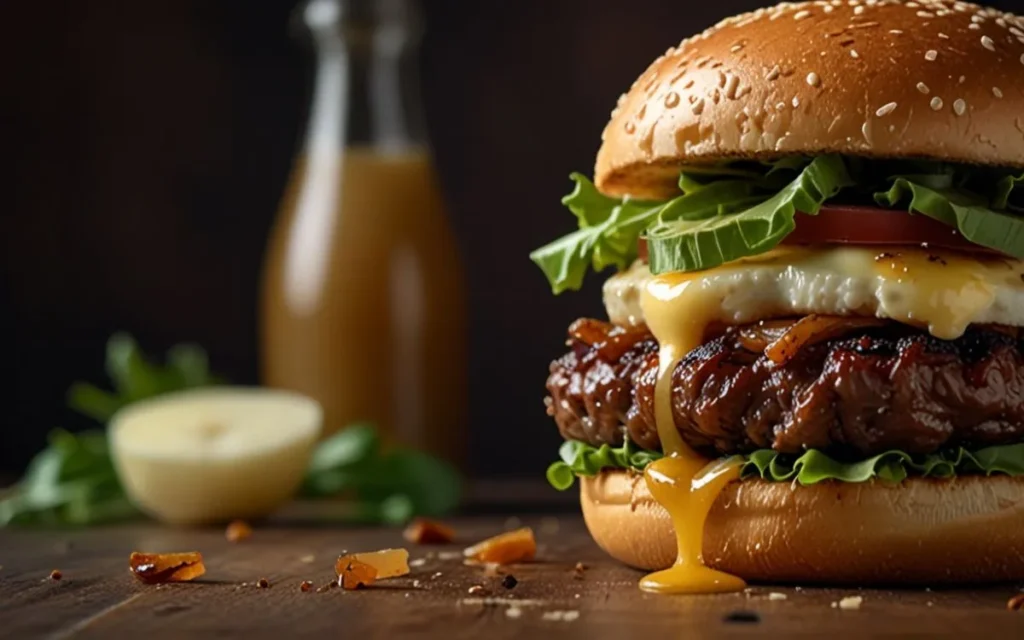 Hambúrgueres Gourmet com Queijo Brie e Cebola Caramelizada