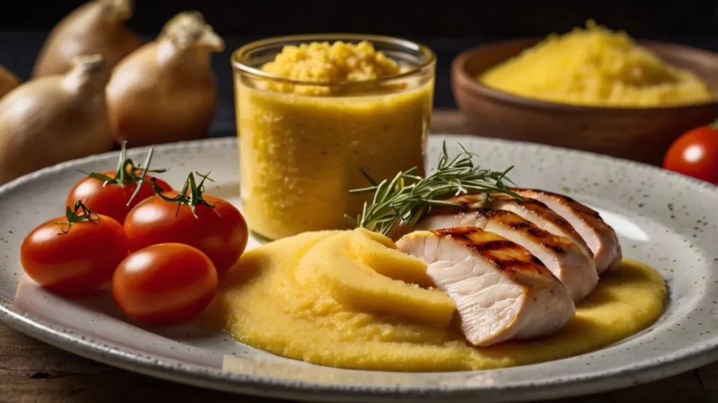 Polenta com Galinha Caipira