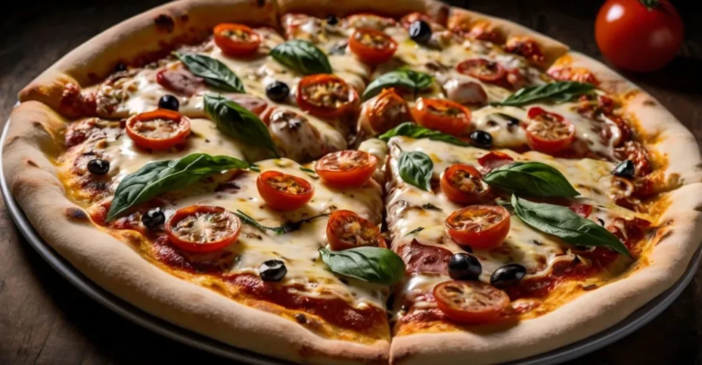 Pizza de manjericão deliciosa