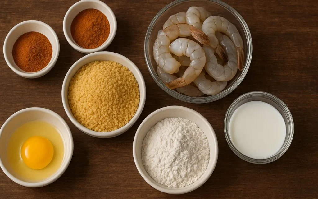 Ingredientes para o Camarão à Milanesa