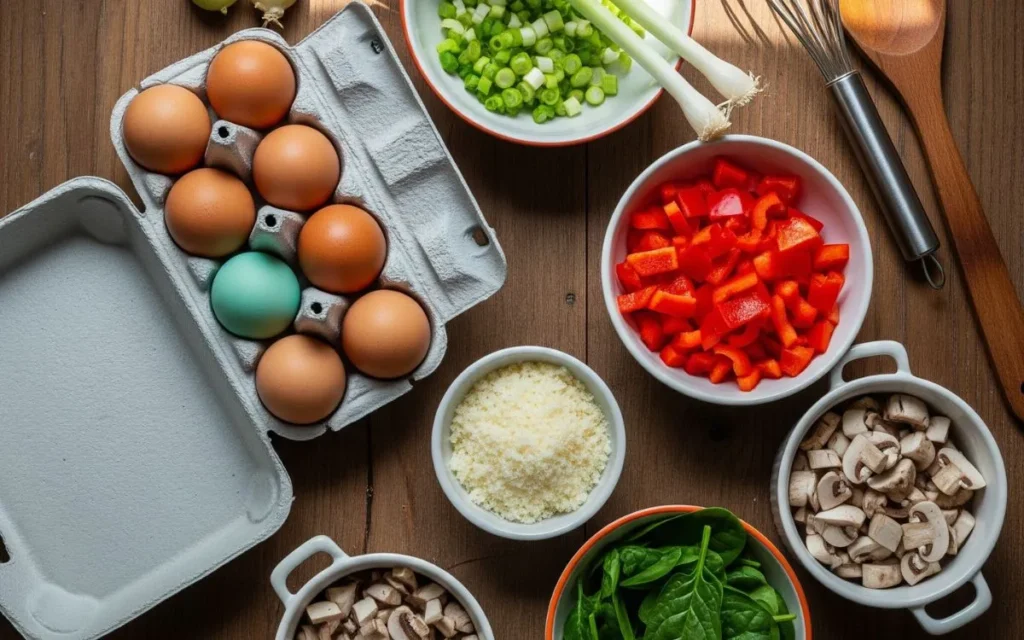 Ingredientes para o Omelete Recheado na Airfryer