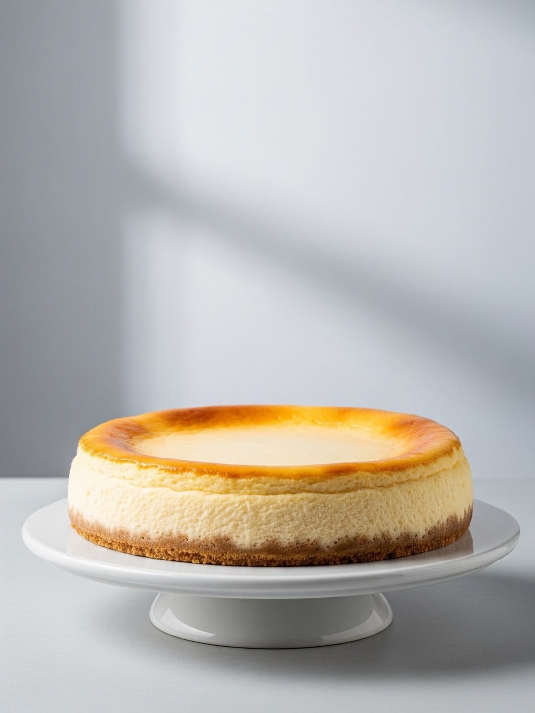 Bolo de queijo em um suporte de bolo